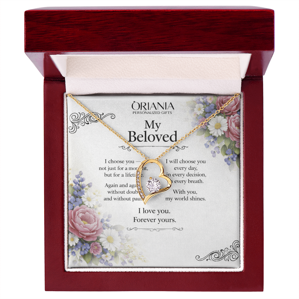 Oriania – My Beloved Necklace | 14K White Gold Finish Romantic Gift for Wife or Girlfriend