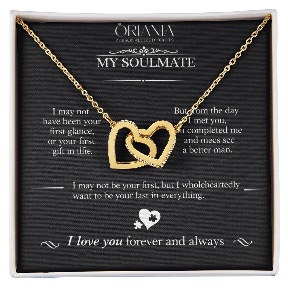 Oriania Interlocking Hearts Necklace – To My Beloved, Forever & Always