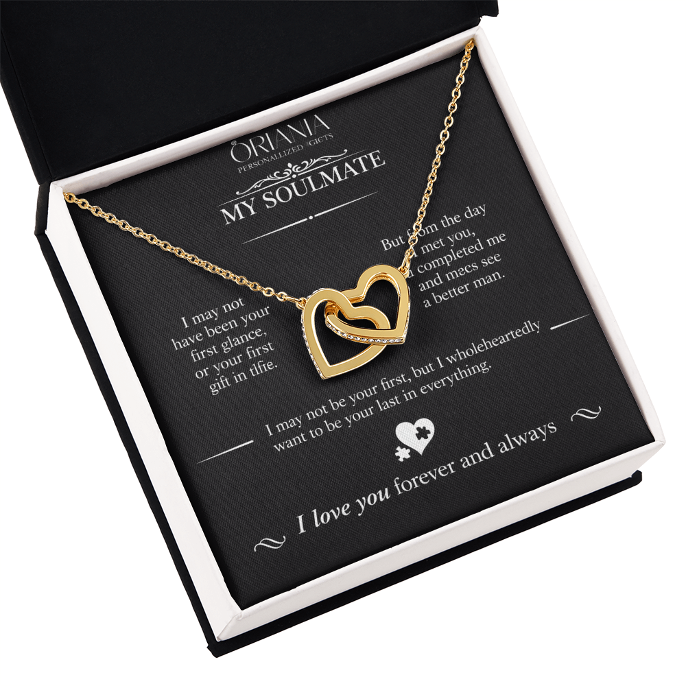 Oriania Interlocking Hearts Necklace – To My Beloved, Forever & Always