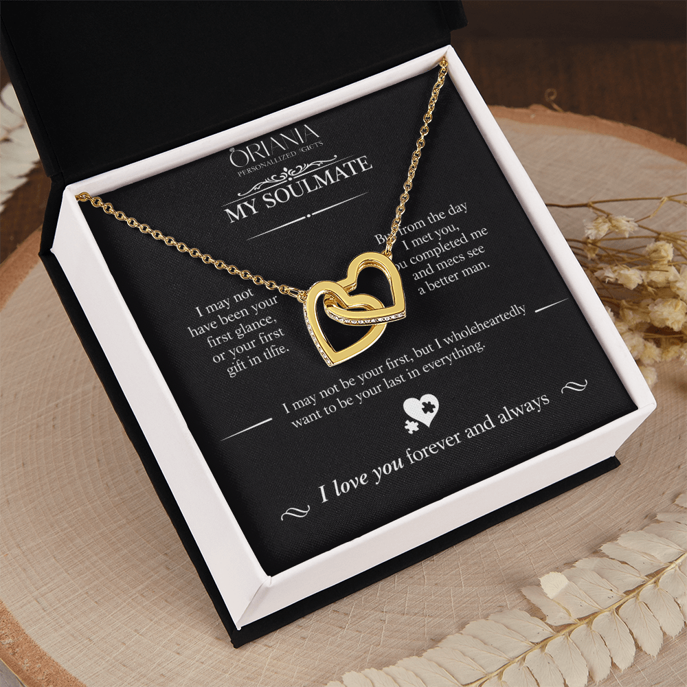 Oriania Interlocking Hearts Necklace – To My Beloved, Forever & Always