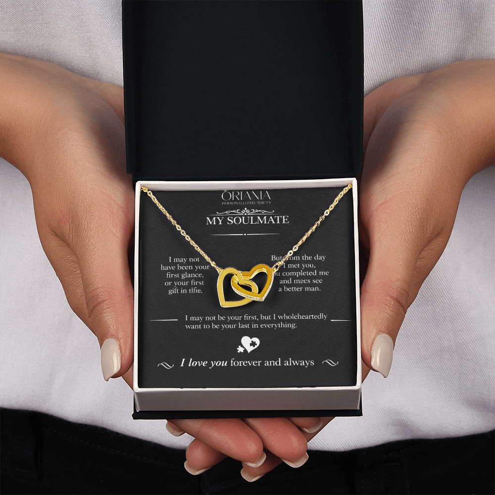 Oriania Interlocking Hearts Necklace – To My Beloved, Forever & Always