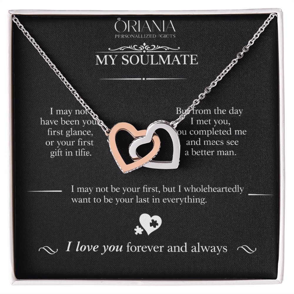 Oriania Interlocking Hearts Necklace – To My Beloved, Forever & Always