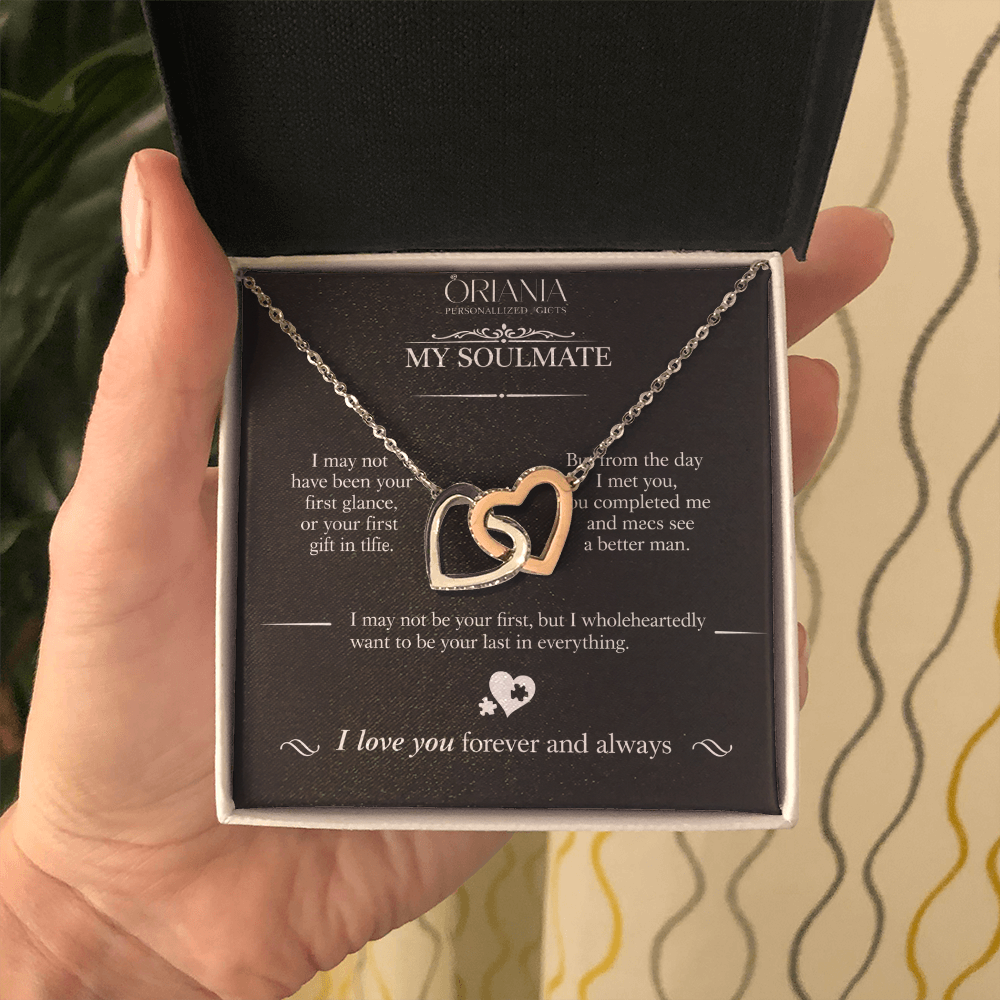 Oriania Interlocking Hearts Necklace – To My Beloved, Forever & Always