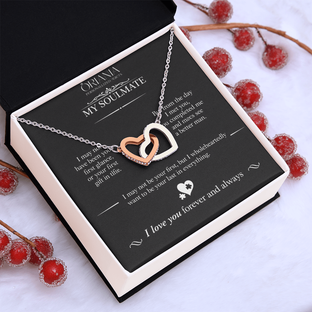 Oriania Interlocking Hearts Necklace – To My Beloved, Forever & Always