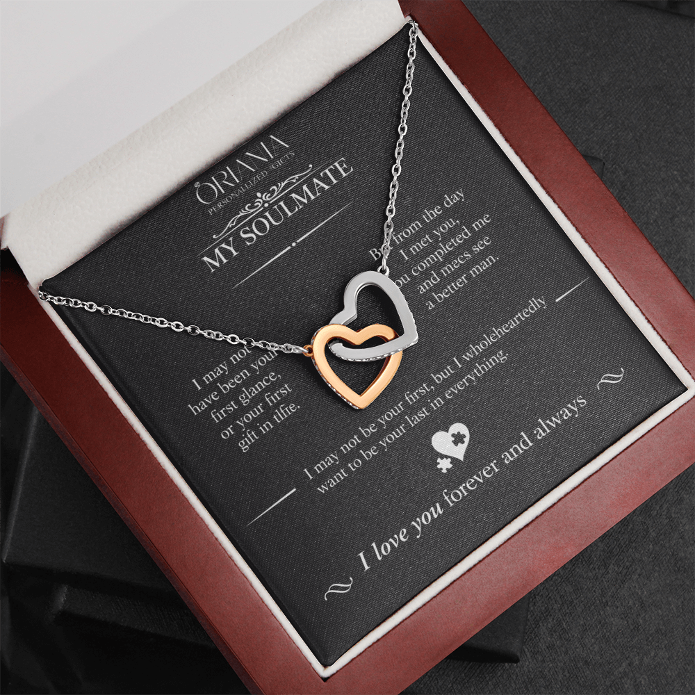 Oriania Interlocking Hearts Necklace – To My Beloved, Forever & Always