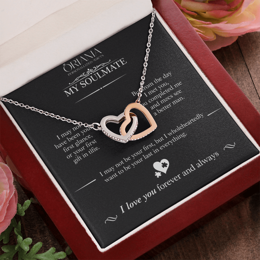 Oriania Interlocking Hearts Necklace – To My Beloved, Forever & Always