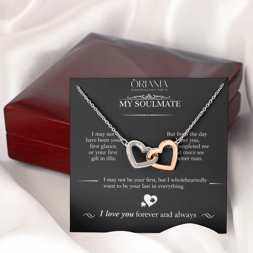 Oriania Interlocking Hearts Necklace – To My Beloved, Forever & Always