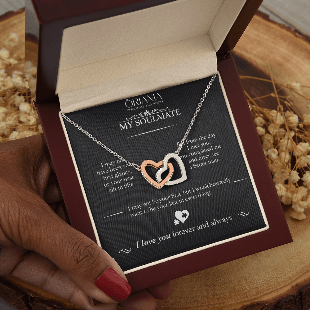 Oriania Interlocking Hearts Necklace – To My Beloved, Forever & Always