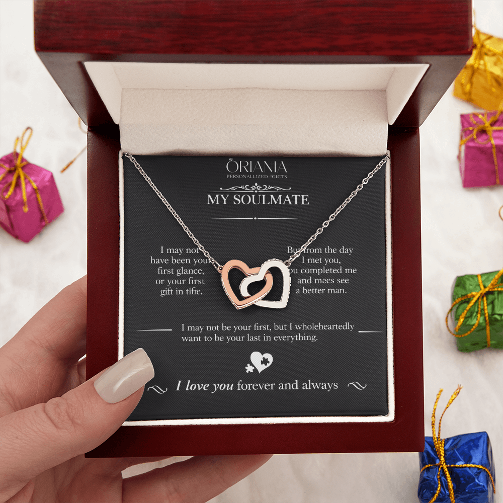 Oriania Interlocking Hearts Necklace – To My Beloved, Forever & Always