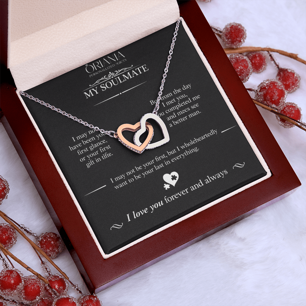 Oriania Interlocking Hearts Necklace – To My Beloved, Forever & Always