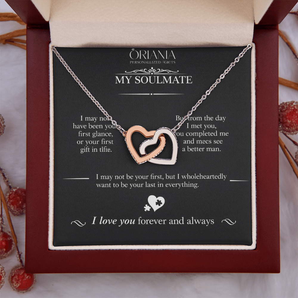 Oriania Interlocking Hearts Necklace – To My Beloved, Forever & Always