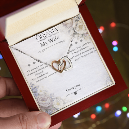 🔥 ORIANIA Necklace – To My Wife | Interlocking Hearts – Forever Love