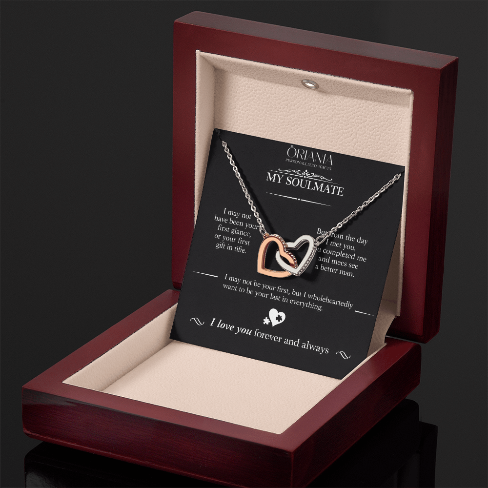 Oriania Interlocking Hearts Necklace – To My Beloved, Forever & Always