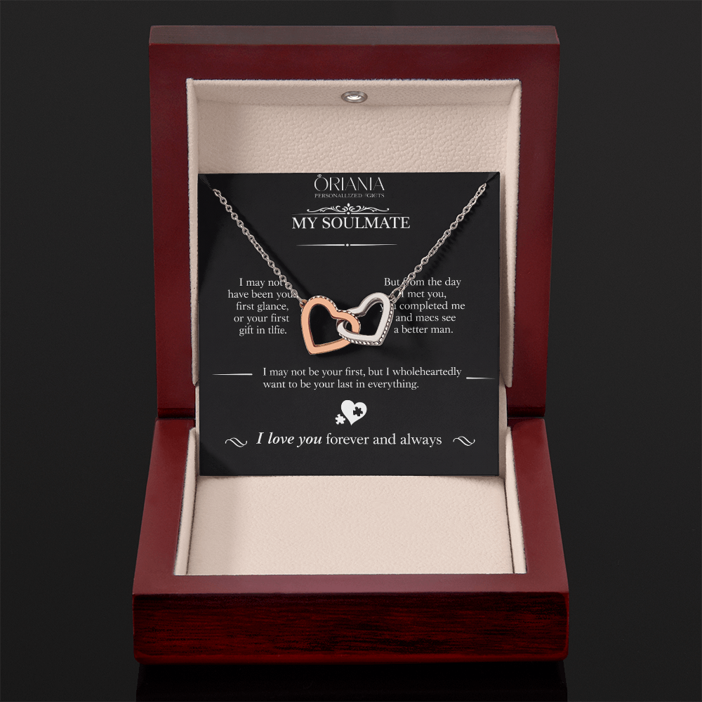 Oriania Interlocking Hearts Necklace – To My Beloved, Forever & Always