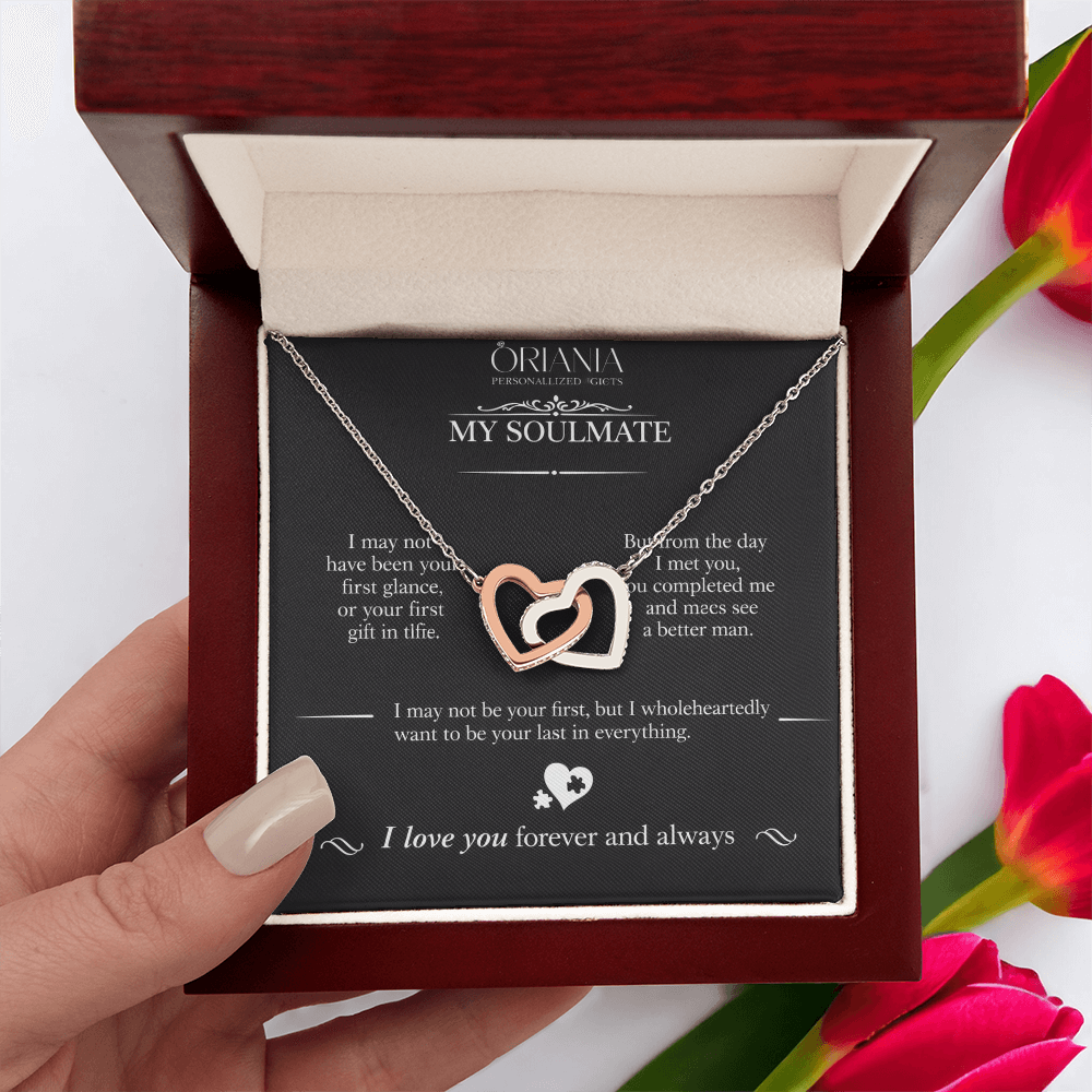 Oriania Interlocking Hearts Necklace – To My Beloved, Forever & Always