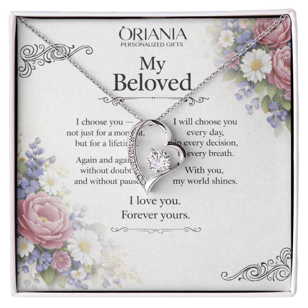 Oriania – My Beloved Necklace | 14K White Gold Finish Romantic Gift for Wife or Girlfriend