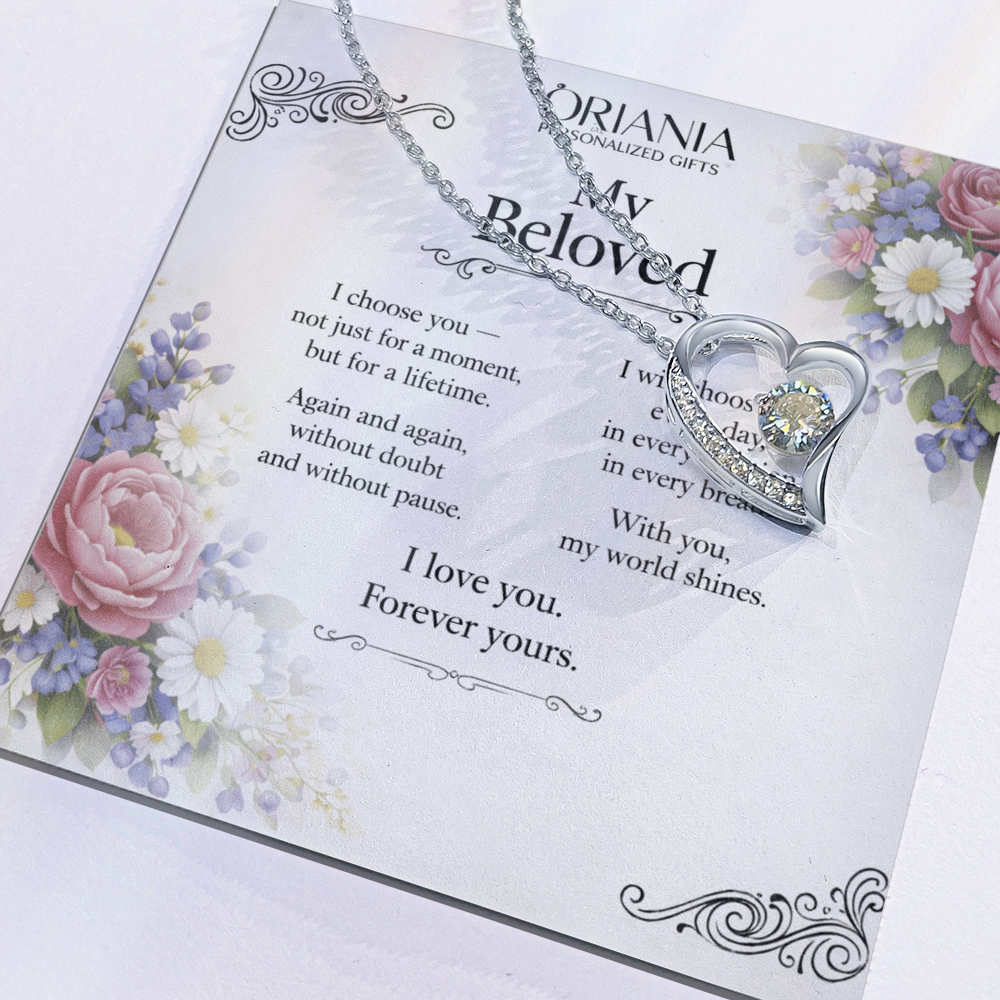 Oriania – My Beloved Necklace | 14K White Gold Finish Romantic Gift for Wife or Girlfriend