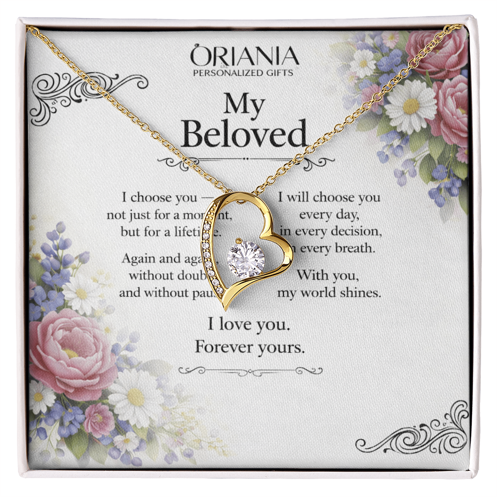 Oriania – My Beloved Necklace | 14K White Gold Finish Romantic Gift for Wife or Girlfriend