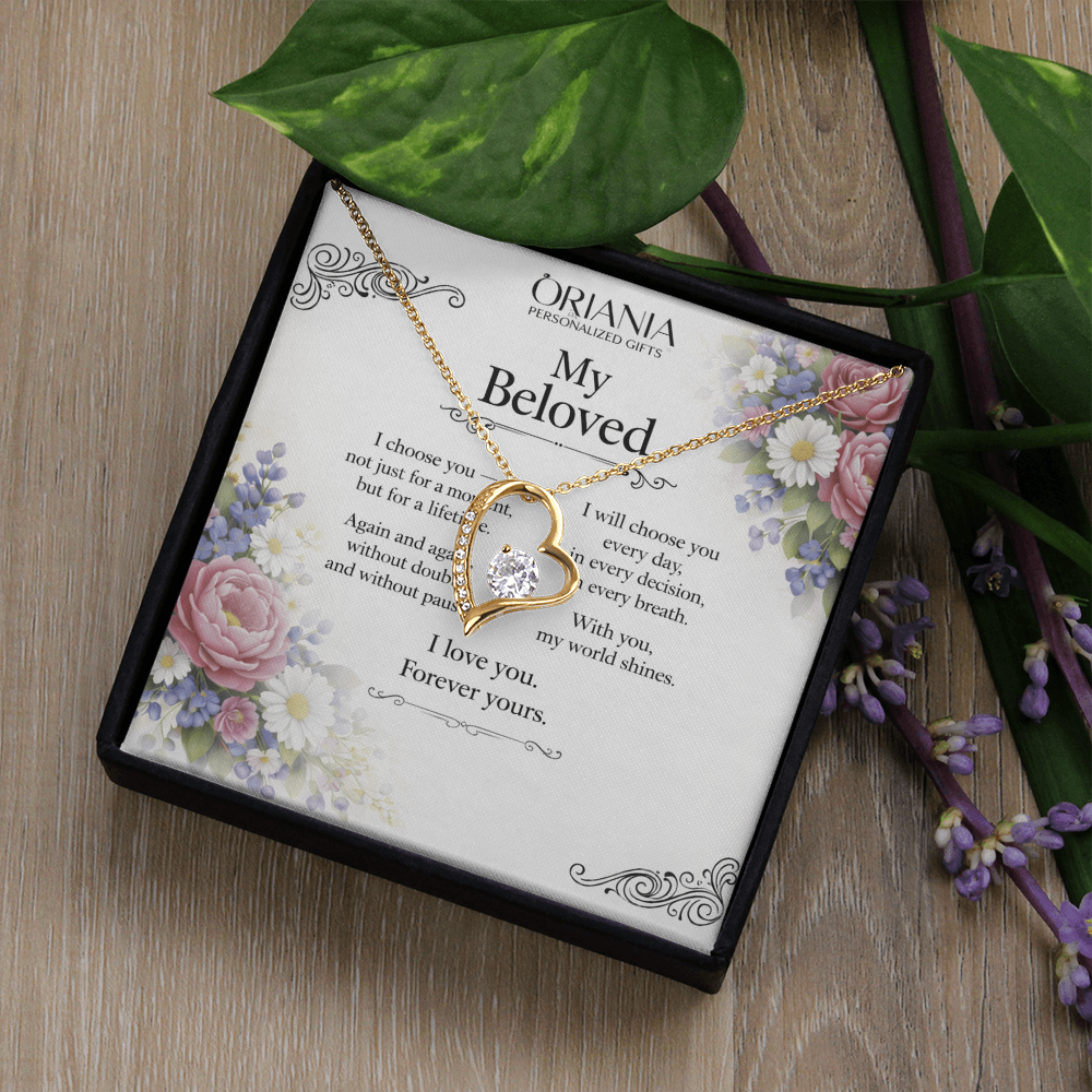 Oriania – My Beloved Necklace | 14K White Gold Finish Romantic Gift for Wife or Girlfriend