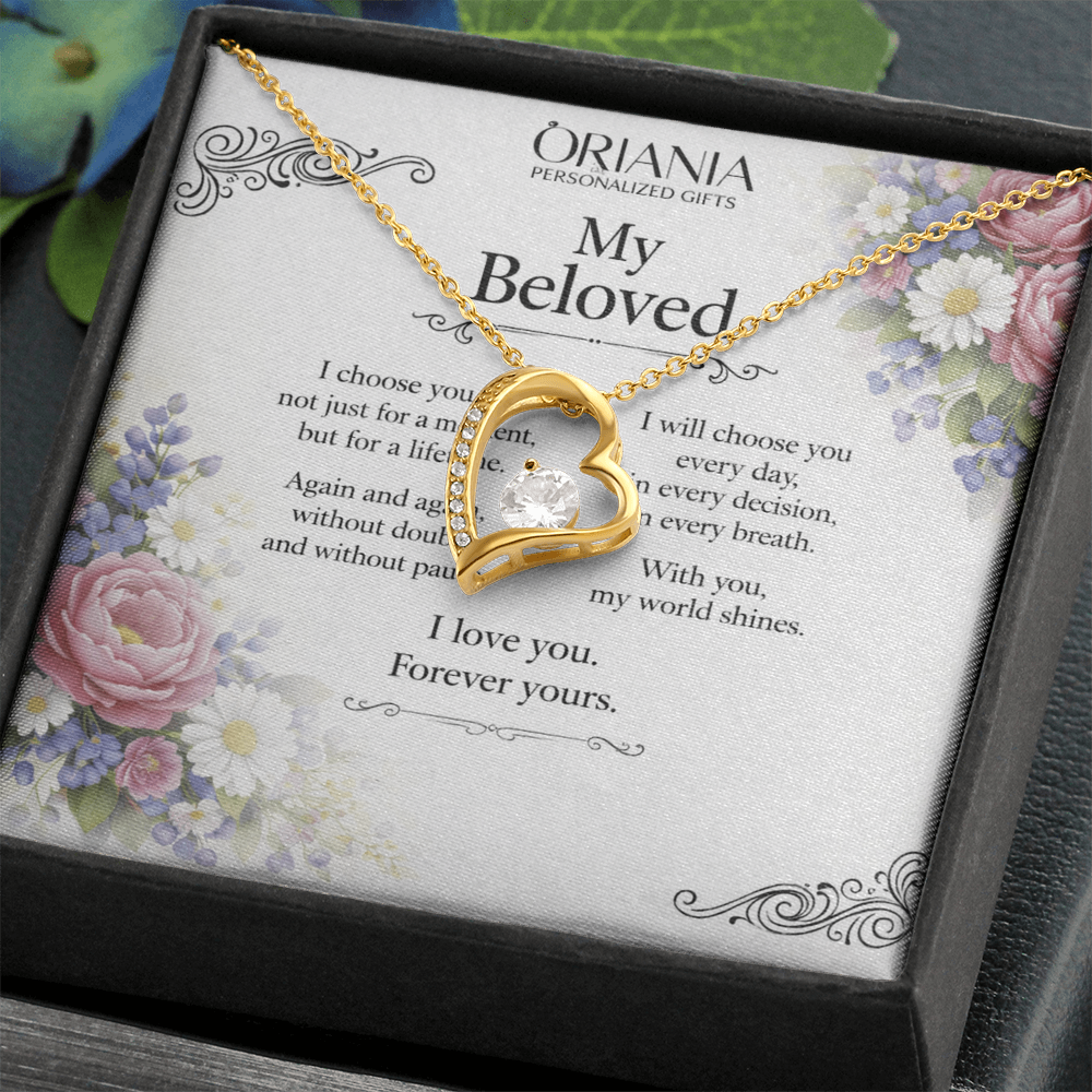 Oriania – My Beloved Necklace | 14K White Gold Finish Romantic Gift for Wife or Girlfriend